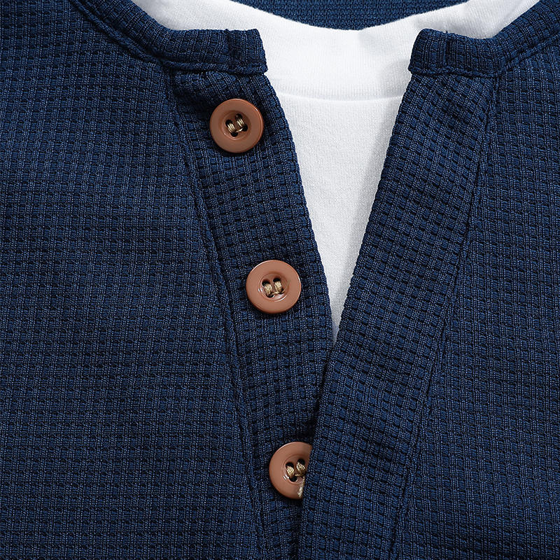 Men's Faux Two-Piece Thermal Long Sleeve T-Shirt V-Neck Layered Shirt