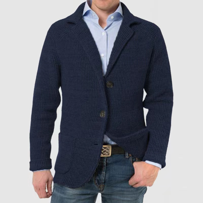 Men's Stand Collar Knit Blazer Jacket