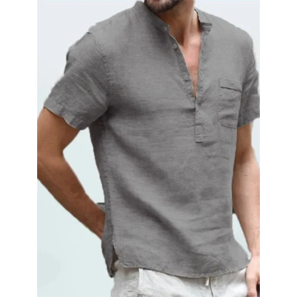 Men's Summer Cotton Linen Shirt - Casual Top For Beach, Travel, Or Urban Style