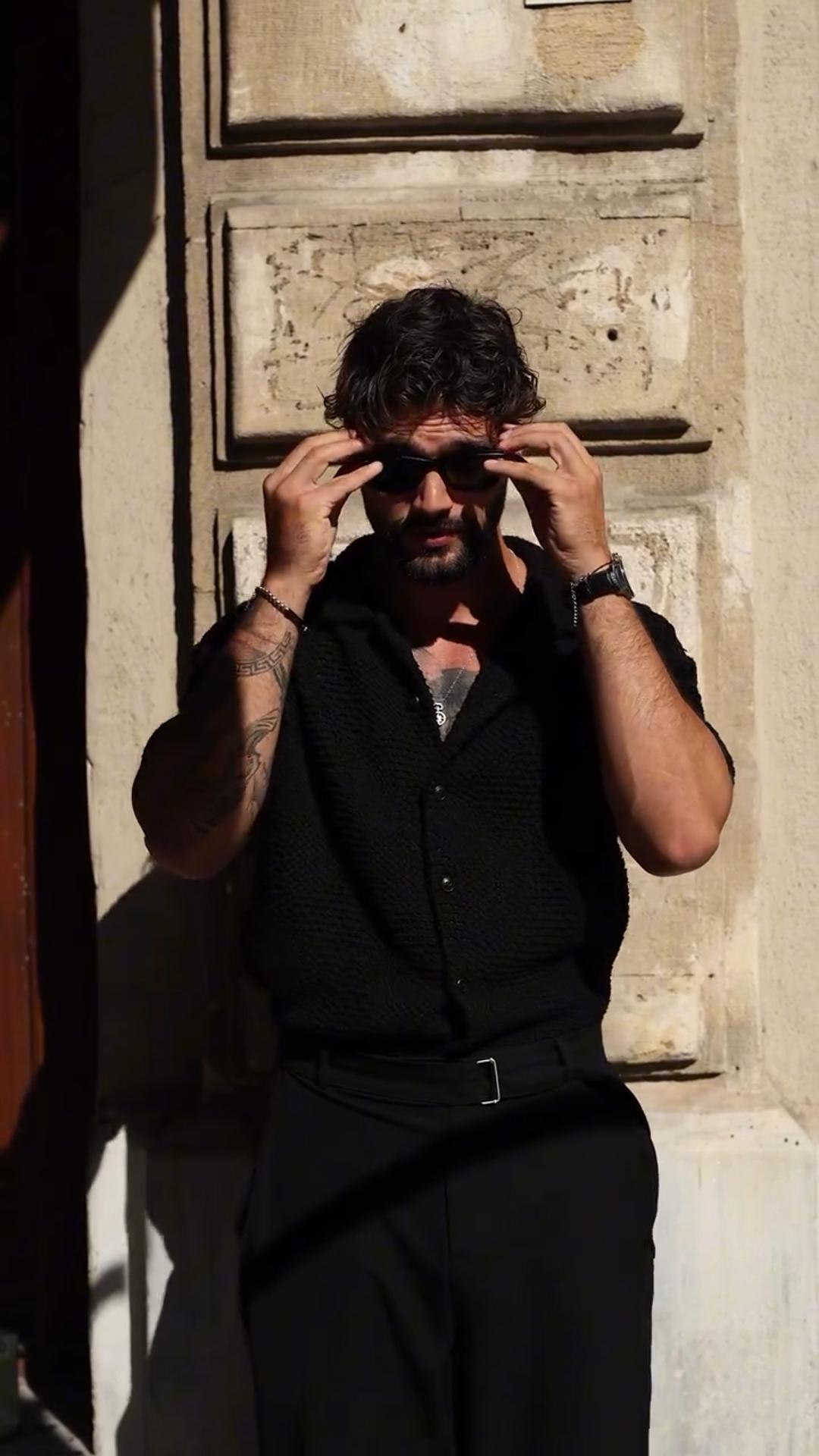 Solid Color Loose Lapel Short-Sleeved Knitted Top Casual Hollow Shirt