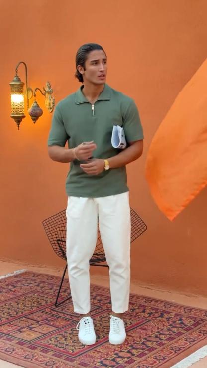 POLO Shirt Zipper Striped Lapel Men's Short Sleeve Polo Shirt