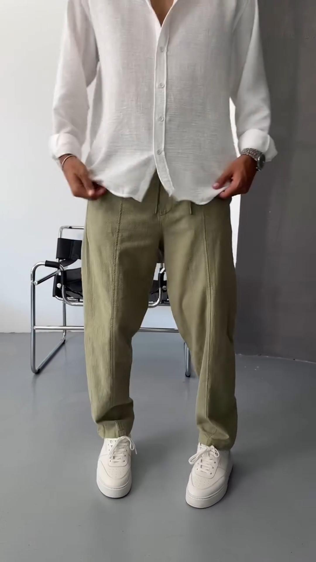 Loose Wide-Leg Trousers Simple And Versatile Casual Cotton Trousers