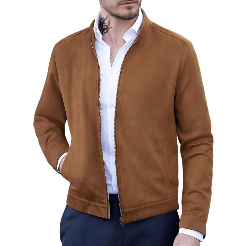 Large Size Men's Fashion Zipper Suede Jacket