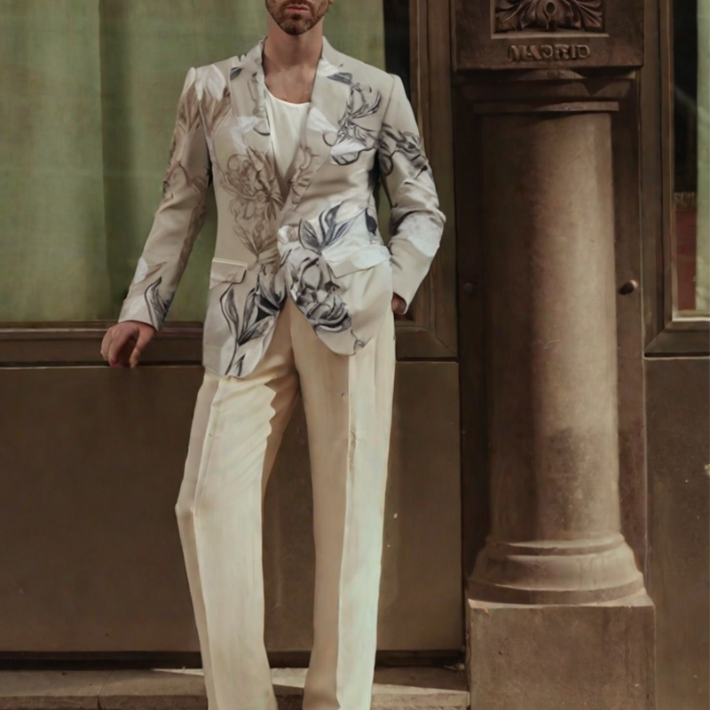 Elegant Men's floral-print Blazer
