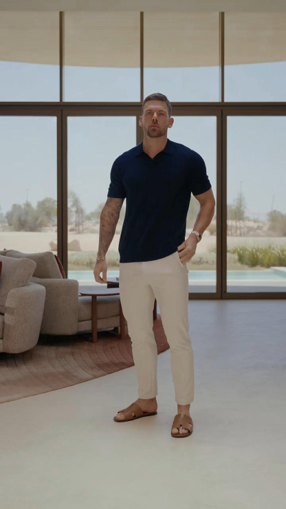 Summer Men's Light Breathable Slim Solid Color Polo Shirt