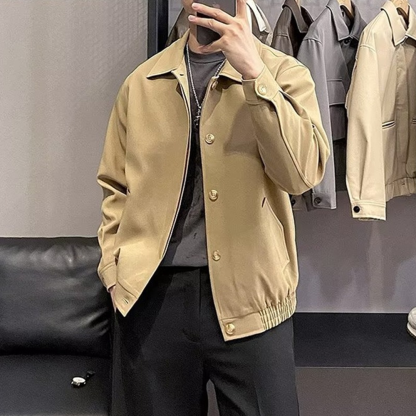 Jacket Men's Spring and Autumn High-end Light Luxury High-end Casual American Retro Pilot Lapel Top