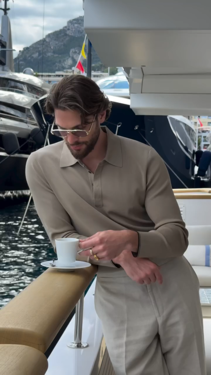 Men's Long Sleeve Knit Polo Shirt, Casual Comfort and Versatile Wool Polo Sweater for Men, Wool Blend Long Sleeve Collared Polo Sweater