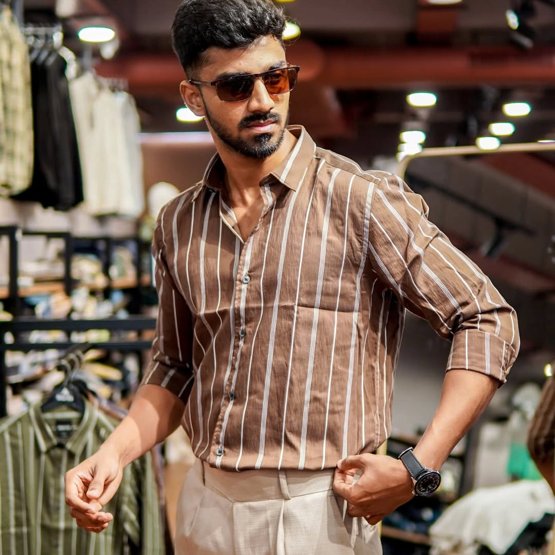 Men's Loose Striped Shirt, Casual And Versatile, Cool And Breathable, 