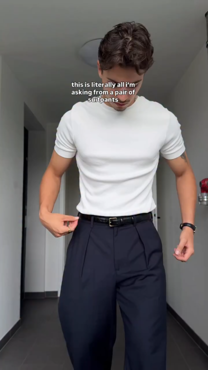 Men's Loose Wide Leg Pants, Casual Flared Pants, Wrinkle-free and Iron-free, Suitable For Daily Commuting and Business Casual Office