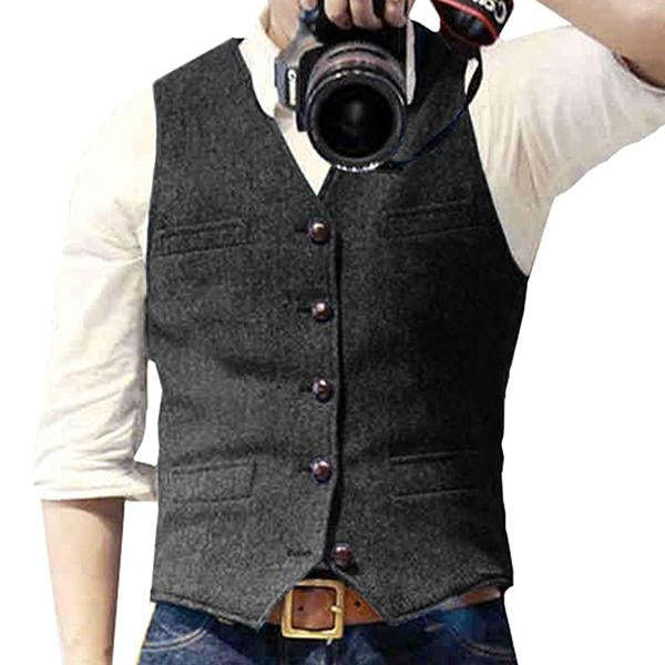 Men’s Herringbone V-Neck Suit Vest
