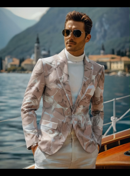 Men's Pink Camouflage Floral Print Blazer