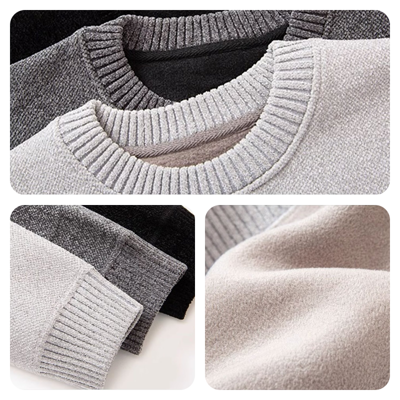 Men's Autumn and Winter Pullover Crew Neck Sweater, Classic Ribbed Men's Casual Sweater, Soft & Comfortable, Men's Knitted Pullover