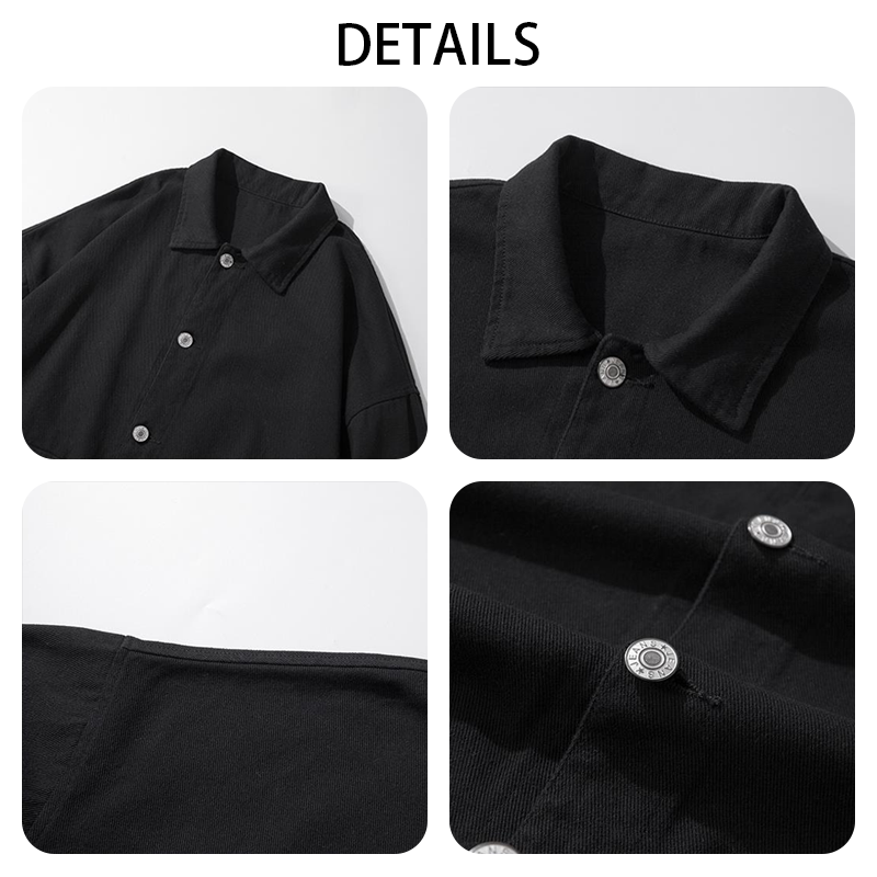 Men's Solid Color Work Jacket with Multiple Pockets, Casual Utility Coat for Everyday Wear, Relaxed Fit Outdoor Jacket for Men