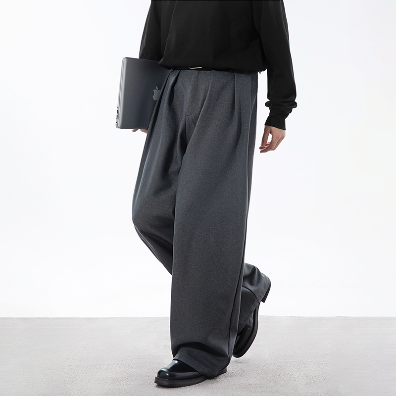 2025 Autumn New Men's Retro Casual Pants, Loose Straight Casual Pants, Smooth Drape Suit Trousers, All-match For Daily and Business Wear 