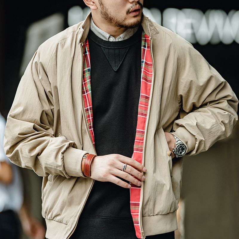 Men's Harrington Style Jacket, Classic American Workwear Jacket, Cotton Blend Windbreaker, Casual Workwear Fall Winter Coat