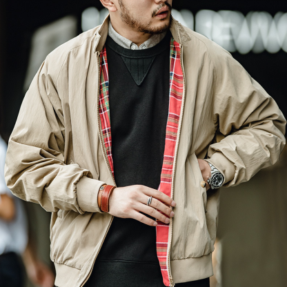 Men's Harrington Style Jacket, Classic American Workwear Jacket, Cotton Blend Windbreaker, Casual Workwear Fall Winter Coat