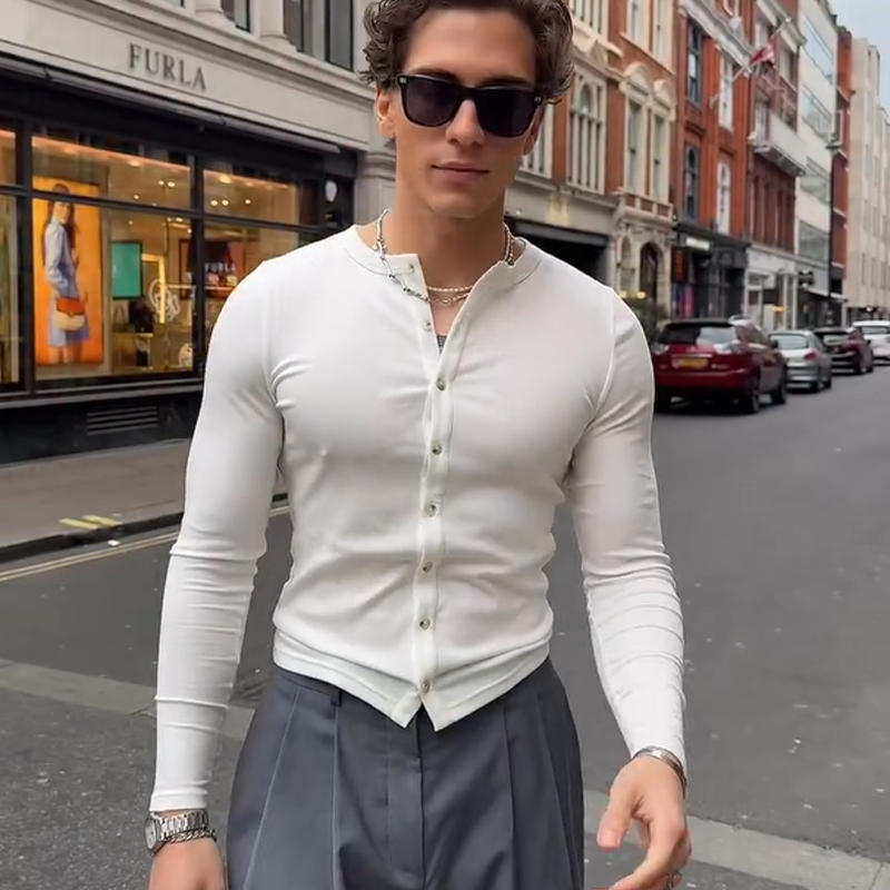 Men's Slim Fit Multi-Button Cardigan, Cotton Milk Protein Fiber Sweater, Soft And Smooth, Business Casual And Versatile Layering Item