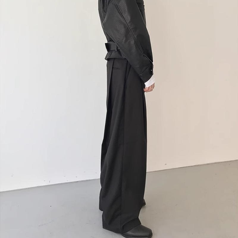 Men's Baggy Wide Leg Trousers, Deconstructed Design with Draping Fit, Business Casual Loose Fit Dress Pants