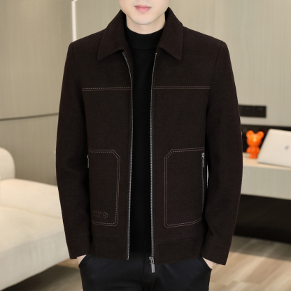 Men's Winter Workwear Jacket, Trucker Jacket Windproof Softshell with Anti-Pilling Finish, Business Casual Padded Lined Coat