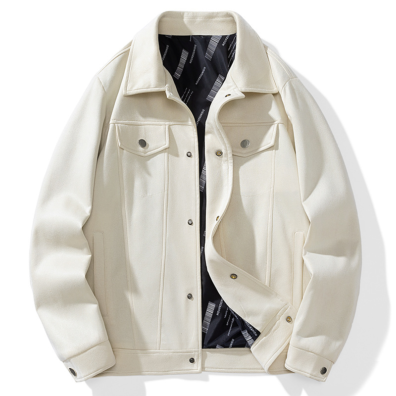 Men's Suede Bomber Jacket, Business Casual Notch Lapel Fall Jacket