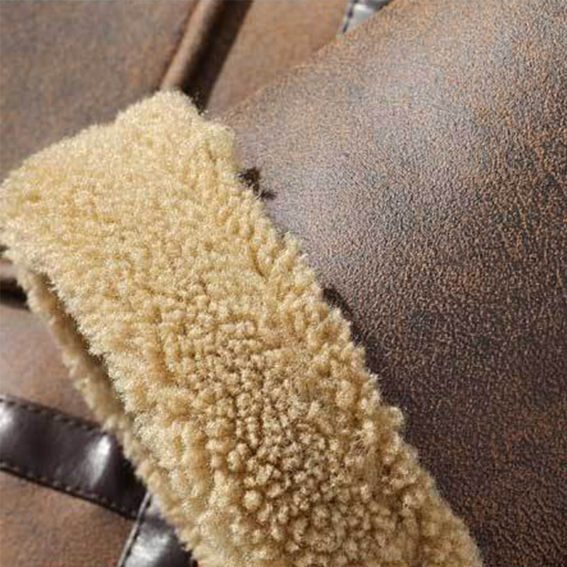 Men's Retro Thick Leather Jacket, Plush Lining, Heavyweight Winter Loose-fitting Outerwear, Shearling Jacket