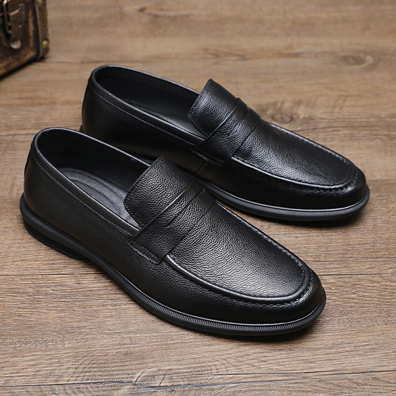 Men's Cowhide Leather Comfort Loafers, Soft Sole Breathable Slip-On Loafers, Driving Shoes, Business Casual Slip-On Dress Shoes