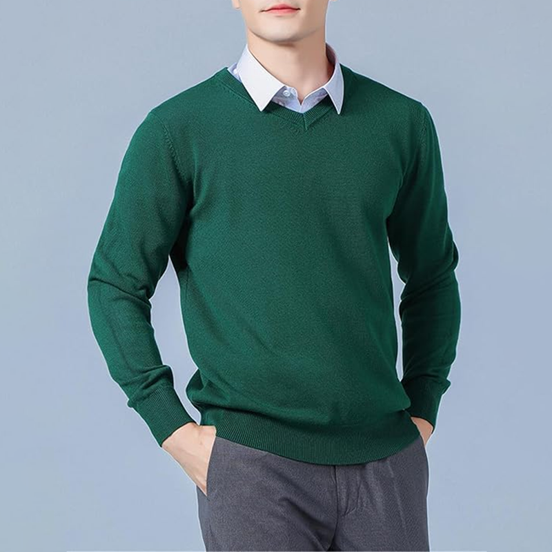 Men's Christmas Day V-Neck Knit Sweater, Versatile Business Casual Pullover, Christmas Gift for Him