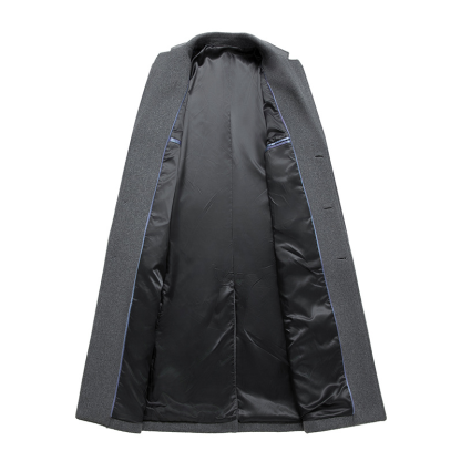 Fall and Winter New Men's Wool Overcoat, Knee Length Single Breasted Dress Coat, Winter Coat for Business Casual and Daily Wear