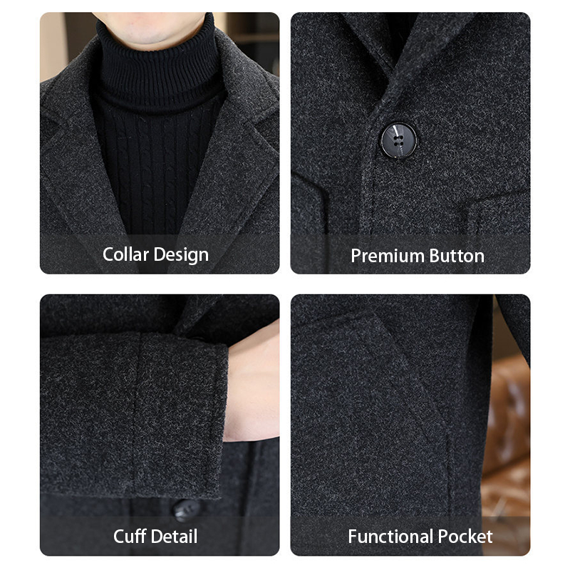 New Men's Short Down Blazer Jacket, Premium White Duck Down Coat with Notch Lapel, Business Casual and Dress Winter Coat