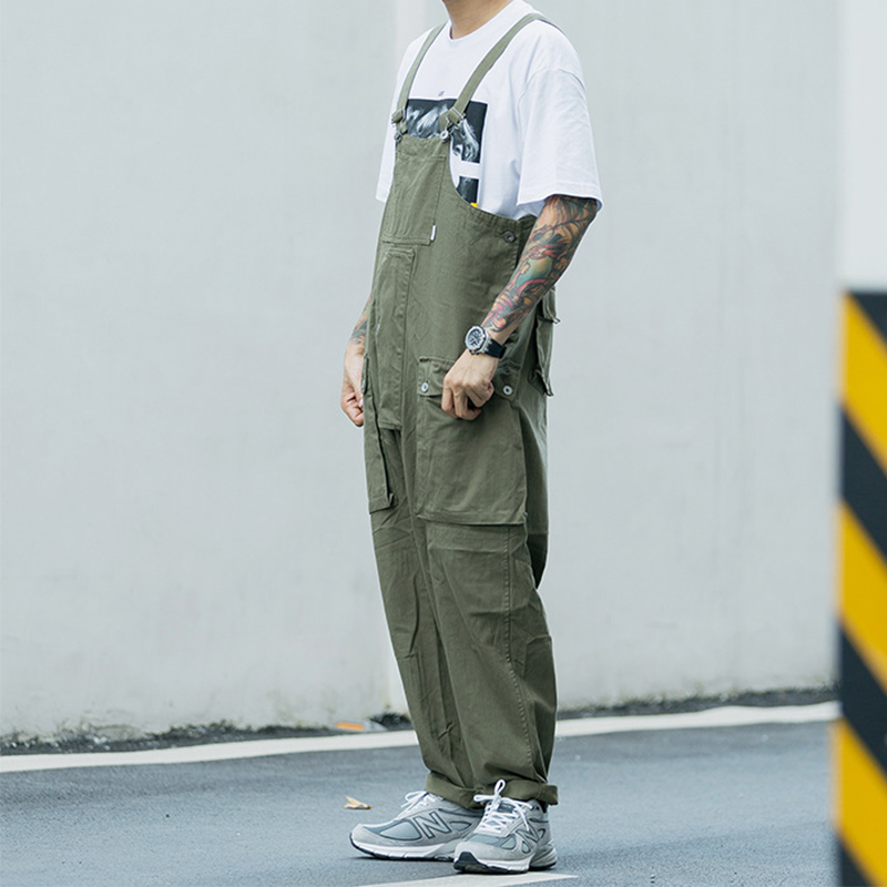 Men's Heavyweight American Casual Vintage Overalls - 840gsm Cotton Workwear Bib, Amekaji Vintage Utility Jumpsuit