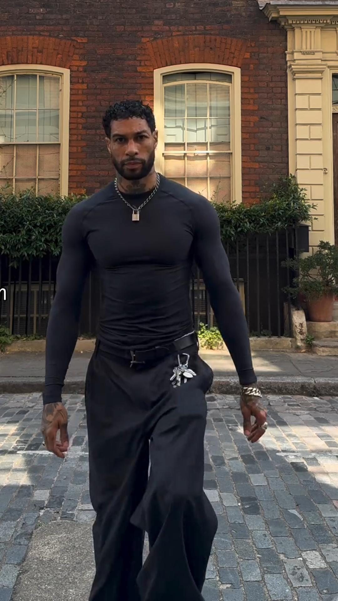 American Fitness Tights Men's Quick-Drying Sweat-Absorbing Breathable Long-Sleeved Slim Sports Training T-Shirt