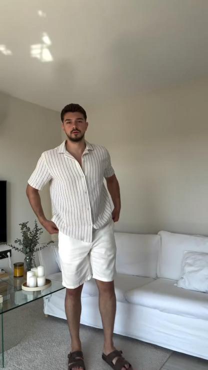 Retro Striped Summer Thin Loose Short-Sleeved Casual Versatile Short-Sleeved Shirt