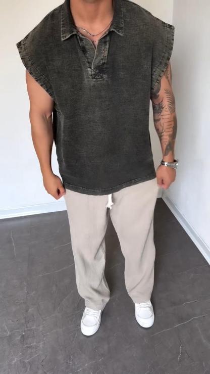 Summer Men's Vintage Distressed Washed Sleeveless Vest