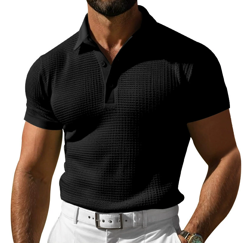 Men's Spring Fashion Classic Retro Textured Fabric Golf Polo Shirt