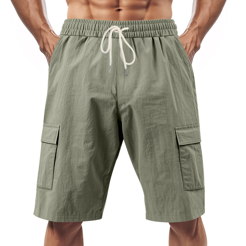 Men's Linen Multi-Pocket Cargo Shorts