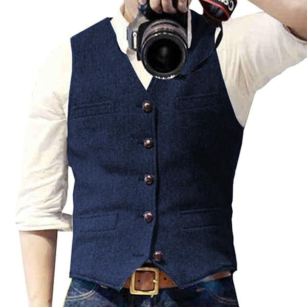 Men’s Herringbone V-Neck Suit Vest