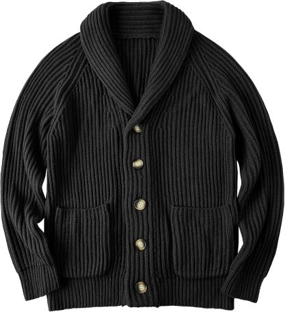 Mens Shawl Collar Cardigan Sweaters Button Down Open Front Knitwear