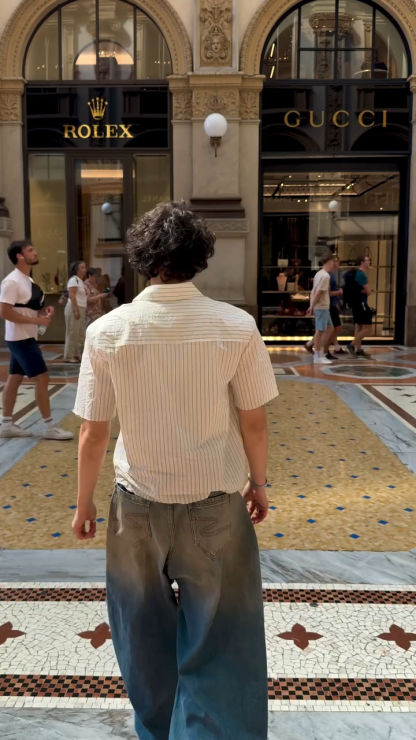 Men's Retro American High-Waist Curved-Cut Jeans – Fall & Winter Loose Wide-Leg Streetwear Denim Pants, Slimming Draped Trousers with High-Fashion Design