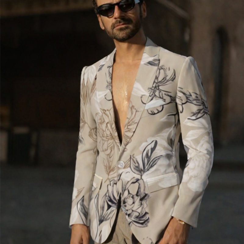Elegant Men's floral-print Blazer