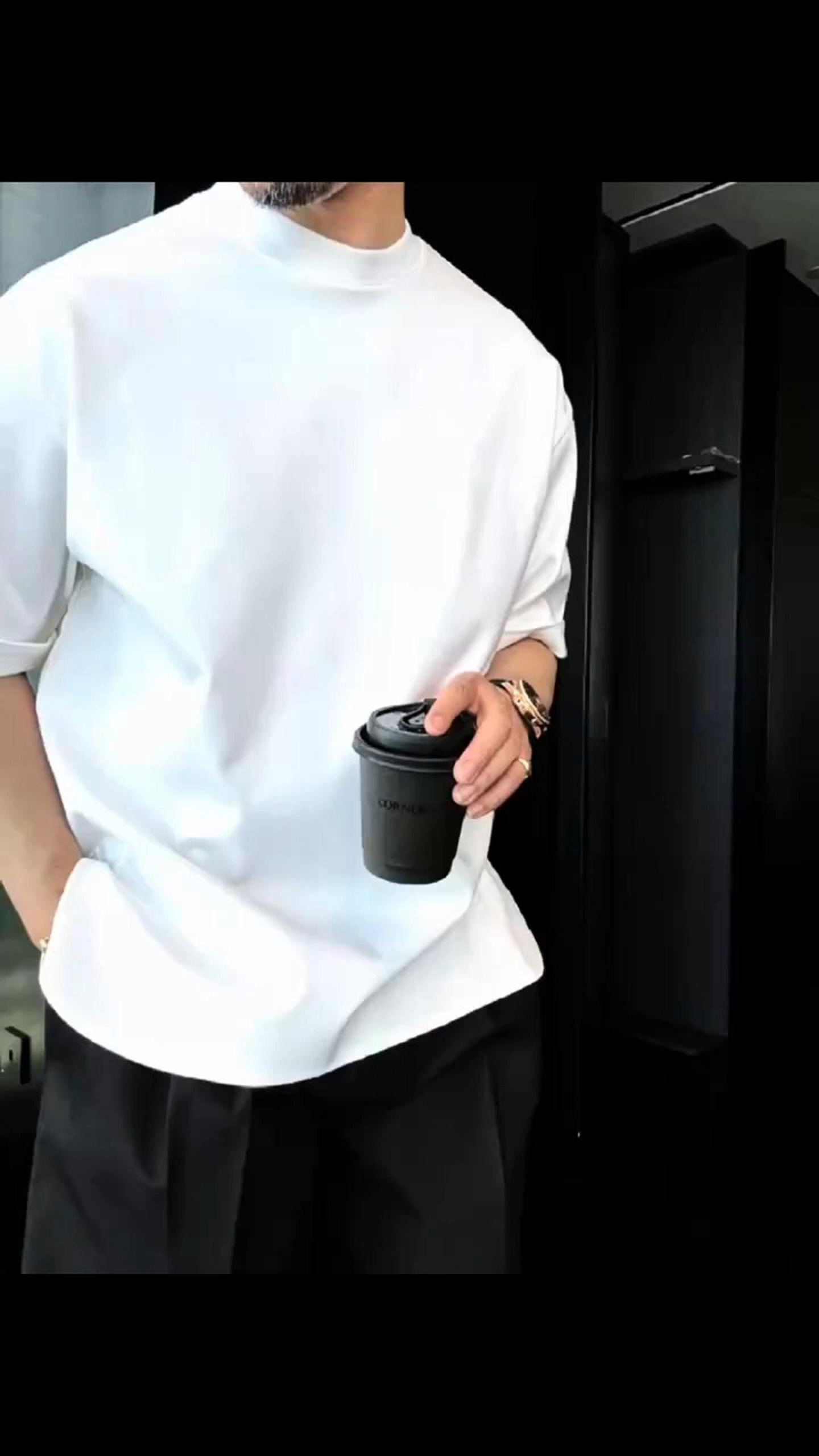 Men's Summer Casual Versatile Loose Short Sleeves With Side Slits