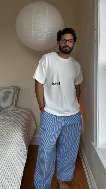 Lazy Style Niche Striped Design Loose Slim Wide-Leg Trousers