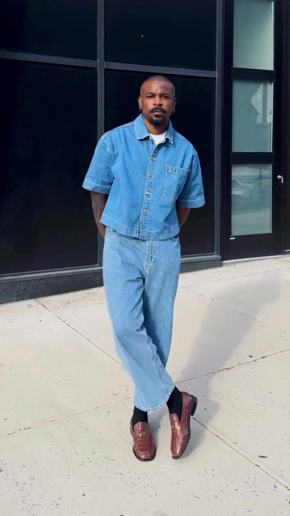 Men's Short-Sleeved Denim Shirt, Stylish And Versatile, Loose-Fitting