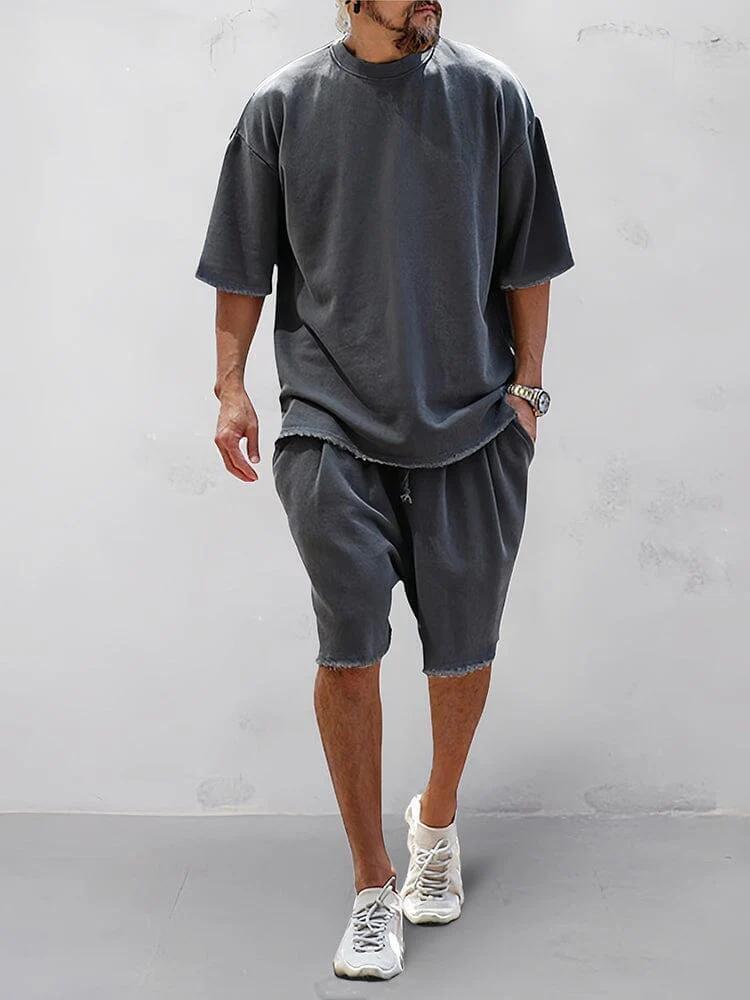 Men's Casual Loose Fit Solid Sports Sets