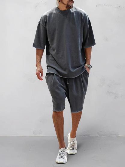 Men's Casual Loose Fit Solid Sports Sets