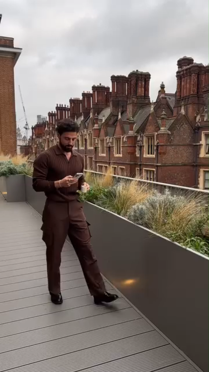 Men's Casual Polo Shirt - Classic Brown For Summer & Golf