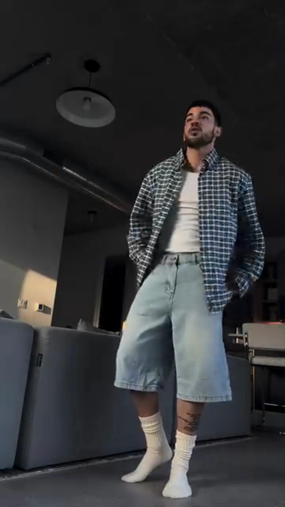 Summer New Loose American Style Seven-Point Jeans Straight Wide Leg Versatile