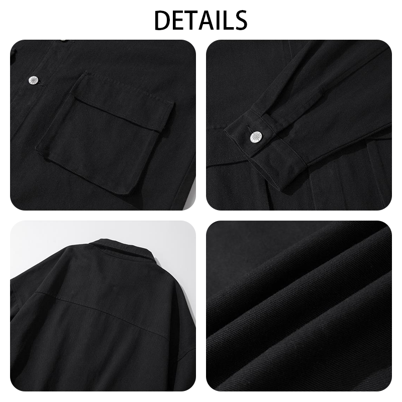 Men's Solid Color Work Jacket with Multiple Pockets, Casual Utility Coat for Everyday Wear, Relaxed Fit Outdoor Jacket for Men
