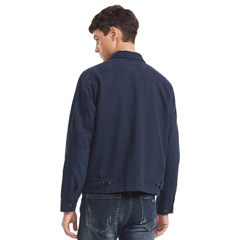 Men's Cotton Work Jacket, Fall Winter Casual Coat with Stand Collar and Multiple Pockets, Utility Jacket for Layering