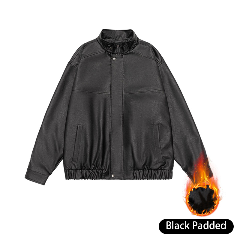 Men's Retro Brown Classic Black Leather Bomber Jacket, Vintage Pilot Leather Jacket for Men, Regular and Padded Styles Are Suitable for Autumn and Winter