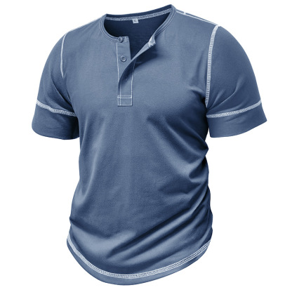 Muscle Henley Breathable Unisex Henley Unique Colorblock Design Everyday Essentia